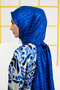 Italian Origami Pattern Shawl - Silky Jacquard, Cobalt Blue - 2