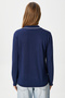 Women's Elite Viscose Polo Neck Stripe Navy Blue and White Knitwear Sweater - 5