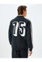 Stand Collar College Embroidered Ribbed Pocket Detailed Cotton Zippered Cardigan - 4