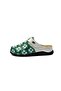 WOMEN SLIPPERS GREEN FLOWER PATTERNED SABO SLIPPERS - 2