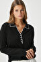 Women's Elite Viscose Polo Neck Stripe Black and White Knitwear Sweater - 8