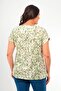 Plus Size Patterned Low Sleeve Basic Khaki Blouse - 5