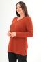 Trend42Plus Plus Size V-Neck Split Basic Tile Blouse - 3