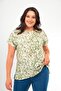 Plus Size Patterned Low Sleeve Basic Khaki Blouse