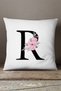 Velvet Babyface Double Sided Pink Floral Letter Throw Pillow Cover - Letter R