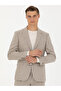 Beige Slim Fit Wool Cashmere Blended Striped Classic Jacket 50272614-Vr011 - 3