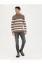 Mink Melange Slim Fit Zippered Stand Collar Knitwear Sweater 50278101-Vr174 - 4
