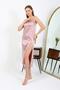 Slit Long Satin Nightgown Powder 7410 - 4
