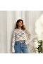 Women's Spanish Sleeve Diamond Pattern Hollowed Out Openwork Sweater - 3