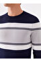 Crew Neck Long Sleeve Color Blocked Men's Knitwear Sweater - 4