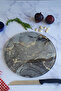 Channeled Glass Cutting Board - Glass Cutting Table| Gray Gold Marble| Diameter 32cm| Patented Product