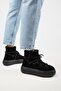 Haven Women's Genuine Leather Lace-Up Black Boots with Fur Inside - 6