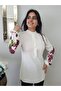كم بالون أبيض نسائي مطرز بالترتر بتصميم خاص BLUZ - 4
