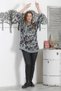 Italian Camouflage Petrol Green Round Neck Buttoned Long Sleeve Sequined Casual Scarf Knitted Blouse - 5