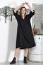 Black V Neck Button Long Sleeve Casual Long Woven Dress with Hidden Pocket - 6