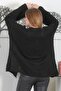 Black Kimono Collar Long Sleeve Non-Closing Hand Knitted Look Casual Acrylic Oversize Knitwear Cardigan - 5