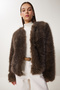 Faux Fur Jacket Dark Khaki Lfn0071 - 3