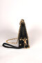 Black Striped Patterned Handbag Set - 3