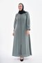 Khaki Green Medina Silk Piping Daily Wear Ferace with Pearl Detail on the Sleeve Cuff
