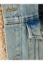 Stand Collar Buttoned Pocket Denim Fabric Detailed Comfortable Fit Plush Jacket - 7