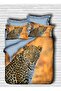 Cheetah Leopard Papagan Patterned 3D Digital Double Duvet Cover Pillow Set
