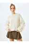 Tassel Detail Crew Neck Long Sleeve Textured Knitwear Sweater - 3