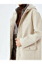 Faux Fur Collar Hooded Zippered Pocket Lined Coat - 5