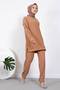 Biscuit Necklace Buttoned Sleeves Tunic Trousers Set - 2