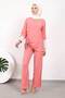 Powder Front Gathered Necklace Wrap Suit