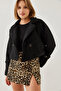 Women's Black Short Double-Breasted Boucle Jacket 2387 60101001 - 2