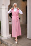 Fuchsia Length Button Up Shirt Gilet Dress