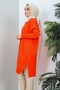 Orange Crew Neck Mercerized Loose Knitwear Tunic - 3