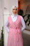 Fuchsia Length Button Up Shirt Gilet Dress - 4