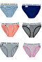 Tutku 6-Piece Women's Hera Bikini - Cotton Striped Panties, Solid Rubber Waist, Mixed Standard S-M-L - 2