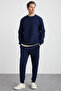 Adens Men's Regular Soft Premium Fabric 3 Thread Ribbed Elastic Leg Navy Blue Sweatpants