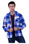 Sky Blue Beige Plaid Checkerboard Checkered Hooded Wool Fur Lined Winter Lumberjack Jacket Shirt - 4