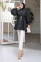 Black Waist Strap Detailed Taffeta Jacket - 3