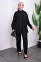 Black Buttoned Shirt and Trousers Set