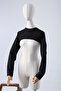 Black Cotton Long Sleeve Stand Collar Crop Underwear - 5