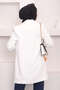 White Double-Breasted Collared Blazer Jacket with Pockets - 5