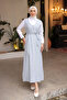 Blue Length Button Up Shirt Gilet Dress