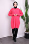 Light Fuchsia Crew Neck Mercerized Casual Knitwear Tunik - 4