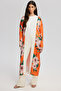Flower-Patterned Kimono with Tassel Details