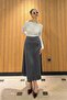 Anthracite Midi Length Women's Satin Skirt Mg1409 - 6