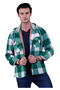 Khaki Gray Plaid Checkered Hooded Winter Lumberjack Jacket Shirt with Wool Fur Inside - 2