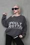 Smoked Printed Oversize Crew Neck Women's Sweater Mg1596