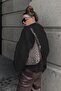 Black Wide Collar Knitwear Women's Sweater Mg1962 - 2