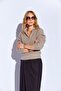 Cotton Soft Textured Zippered Half Turtleneck Women's Sweater Mink |   Mkw539429-01 - 6