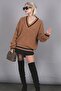 Camel V-Neck Knitwear Sweater Mg1373 - 4