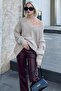 Stone Oversize V-Neck Knitwear Sweater Mg1440 - 2